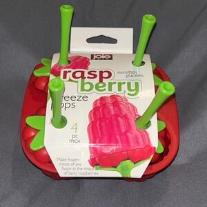 Joie Raspberry Freeze Pops 4 Piece Ice Pop Molds Red Green BPA Free New